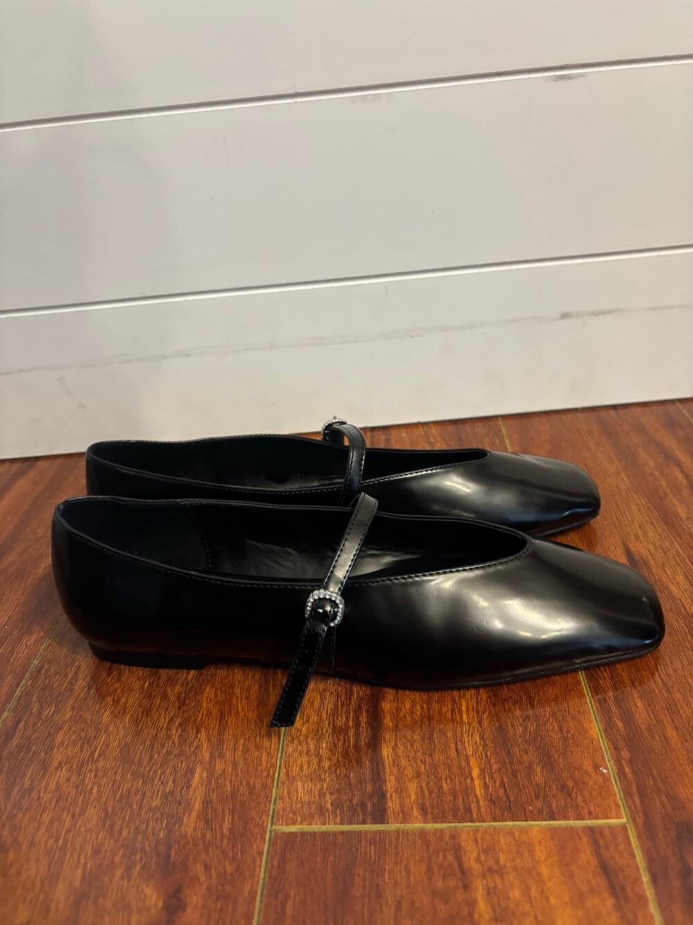 Mango Women’s Ballerinas With Strap Jewel Detail Mary Jane Flats Size 9 Black